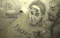 Animated Kobe Bryant. Film still from DEAR BASKETBALL.